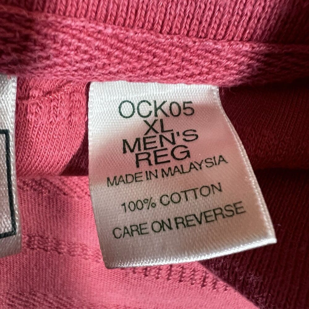 LL Bean 100% Cotton Short Sleeve Coral Textured Stripe Polo Golf Shirt Men's XL - Picture 8 of 9